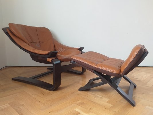 Lounge Chair with Ottoman by Ake Fribytter for Nelo, Sweden, 1970s, Set of 2-TZ-1017883