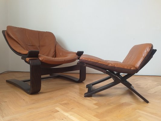 Lounge Chair with Ottoman by Ake Fribytter for Nelo, Sweden, 1970s, Set of 2-TZ-1017883