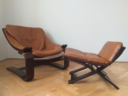 Lounge Chair with Ottoman by Ake Fribytter for Nelo, Sweden, 1970s, Set of 2-TZ-1017883