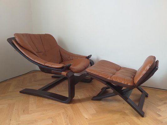 Lounge Chair with Ottoman by Ake Fribytter for Nelo, Sweden, 1970s, Set of 2-TZ-1017883