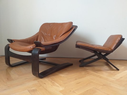 Lounge Chair with Ottoman by Ake Fribytter for Nelo, Sweden, 1970s, Set of 2-TZ-1017883