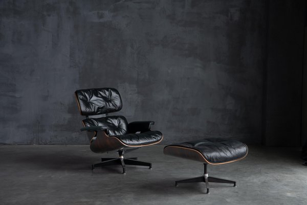 Lounge Chair with Ottoman by Charles and Ray Eames for Herman Miller, USA, 1957, Set of 2-GW-1786054