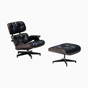 Lounge Chair with Ottoman by Charles and Ray Eames for Herman Miller, USA, 1957, Set of 2-GW-1786054