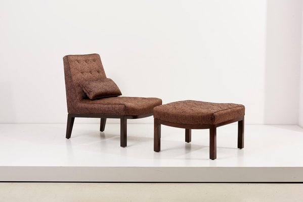 Lounge Chair with Ottoman by Edward Wormley for Dunbar, USA, 1960s, Set of 2-SFD-996161