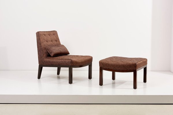 Lounge Chair with Ottoman by Edward Wormley for Dunbar, USA, 1960s, Set of 2-SFD-996161