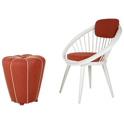 Lounge Chair with Tabouret, 1950s, Set of 2-TZ-1005771