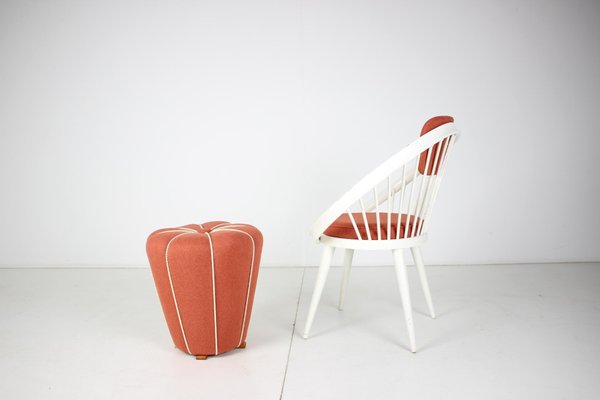 Lounge Chair with Tabouret, 1950s, Set of 2-TZ-1005771