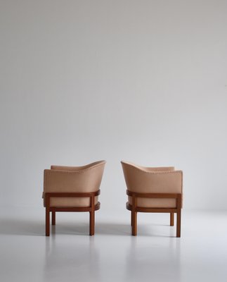 Lounge Chairs in Mahogany and Leather by Mogens Koch for Rud Rasmussen, 1950s, Set of 2-WRF-1142951