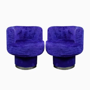 Lounge Chairs in Plush Upholstery with Silver Ring, 1970s, Set of 2-NE-697668