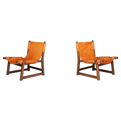 Lounge Chairs in Walnut and Cognac Leather from Paco Muñoz Riaza, Spain, 1960s, Set of 2-TRW-1797123