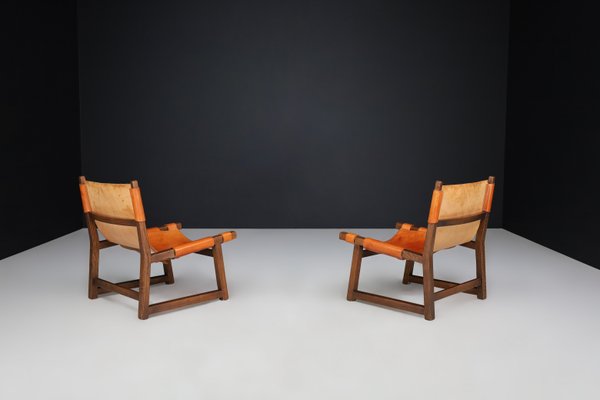 Lounge Chairs in Walnut and Cognac Leather from Paco Muñoz Riaza, Spain, 1960s, Set of 2-TRW-1797123