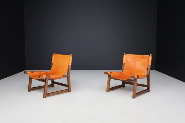 Lounge Chairs in Walnut and Cognac Leather from Paco Muñoz Riaza, Spain, 1960s, Set of 2-TRW-1797123