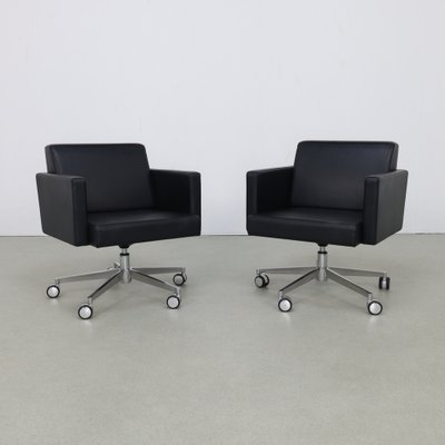 Lounge Chairs on Wheels in Leather from Poltrona Frau, 1990s, Set of 2-RZV-1772514