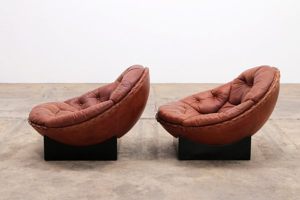 Lounge Set in Cognac Color by Illum Wikkelsø for Ryesberg Møbler, 1970, Set of 2-EZZ-1761657