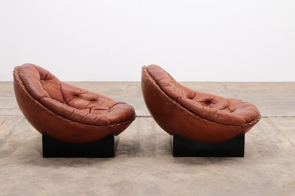 Lounge Set in Cognac Color by Illum Wikkelsø for Ryesberg Møbler, 1970, Set of 2-EZZ-1761657