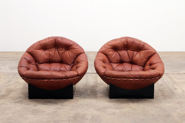 Lounge Set in Cognac Color by Illum Wikkelsø for Ryesberg Møbler, 1970, Set of 2-EZZ-1761657