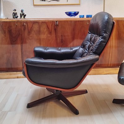 Lounge Swivel Chair with Footrest from Göte Möbel, Sweden, 1970s, Set of 2-YGE-1425028