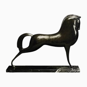 Lovet-Lorski, Modernist Art Deco Style Horse, Bronze on Marble Base, 1970s-FPY-2028203