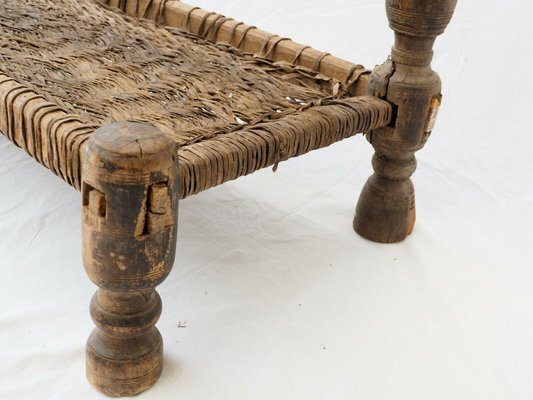 Low 2-Seater Cedar Chair, Nuristan, Afghanistan, 1890s-UZN-1427914