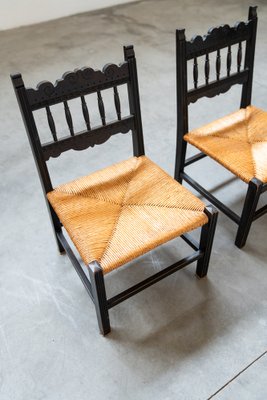 Low Chamber Chairs in Hand Woven Rice Straw, 1960s, Set of 2-KNM-1795528