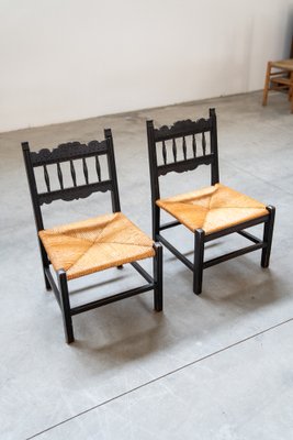 Low Chamber Chairs in Hand Woven Rice Straw, 1960s, Set of 2-KNM-1795528