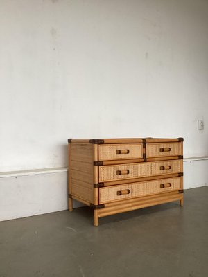 Low Chest of Drawers in Bamboo and Rattan, 1970s-SU-1756874