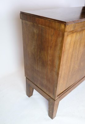 Low Danish Sideboard in Rosewood with Brass Handles, 1950s-UY-1724404