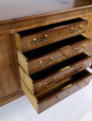 Low Danish Sideboard in Rosewood with Brass Handles, 1950s-UY-1724404