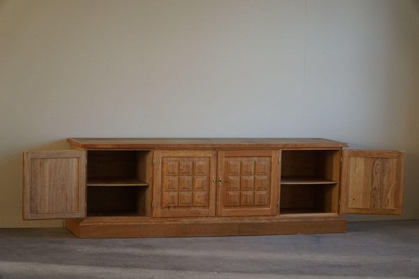 Low Mid-Century Danish Rectangular Brutalist Sideboard in Oak, 1950s-MXF-2041647