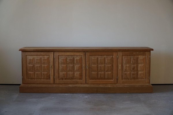 Low Mid-Century Danish Rectangular Brutalist Sideboard in Oak, 1950s-MXF-2041647