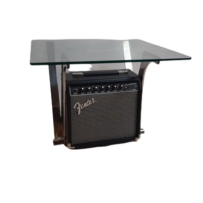 Low Table with Glass and Iron with Fender Champions 20 Amplifier-TCS-1225532