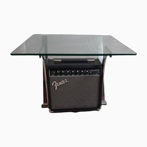 Low Table with Glass and Iron with Fender Champions 20 Amplifier-TCS-1225532