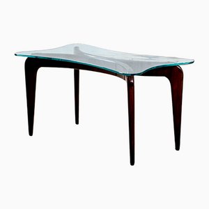 Low Table with Wooden Base and Glass-Shaped Glass Top from Gio Ponti, 1950s-FWM-1088045