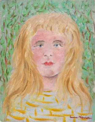 Lucie Navier, Young Blonde Girl, Original Oil on Cardboard, 1930s-ZCI-2029646