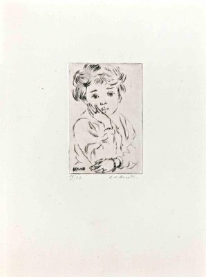 Lucien Philippe Moretti, Portrait of a Child, Original Etching, Mid-20th-Century-ZCI-1362558