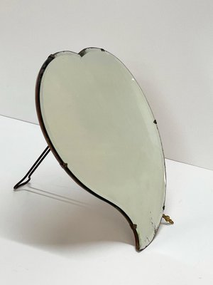 Luigi Fontana Midcentury Italian Heart Shaped Cherry Wood Table Mirror, 1940s-JDR-1260537