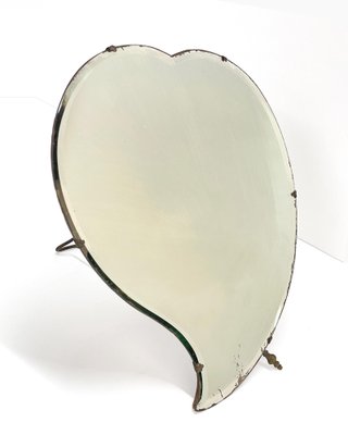 Luigi Fontana Midcentury Italian Heart Shaped Cherry Wood Table Mirror, 1940s-JDR-1260537