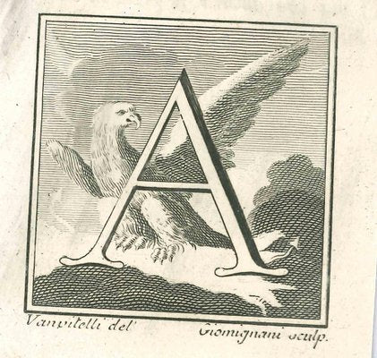 Luigi Vanvitelli, Letter of the Alphabet A, Etching, 18th Century-ZCI-1770110