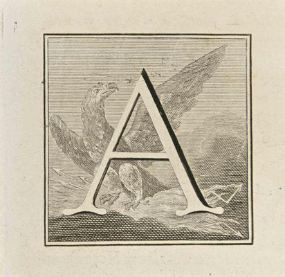 Luigi Vanvitelli, Letter of the Alphabet A, Etching, 18th Century-ZCI-2024982