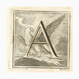 Luigi Vanvitelli, Letter of the Alphabet A, Etching, 18th Century-ZCI-1775505