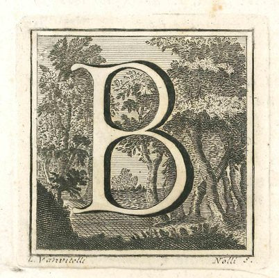 Luigi Vanvitelli, Letter of the Alphabet B, Etching, 18th Century-ZCI-1788792