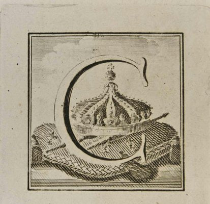 Luigi Vanvitelli, Letter of the Alphabet C, Etching, 18th Century-ZCI-1760442