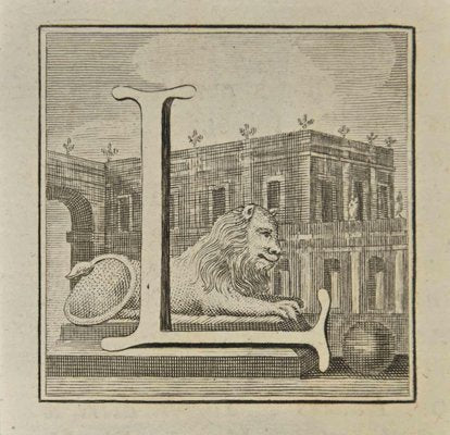 Luigi Vanvitelli, Letter of the Alphabet L, Etching, 18th Century-ZCI-2024990