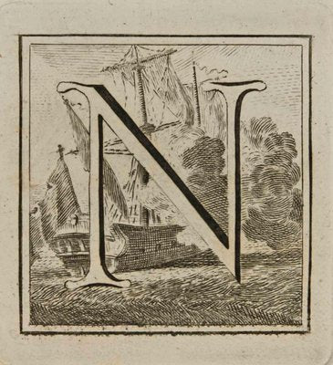 Luigi Vanvitelli, Letter of the Alphabet N, Etching, 18th Century-ZCI-1760580