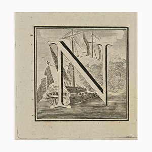 Luigi Vanvitelli, Letter of the Alphabet N, Etching, 18th Century-ZCI-1760564