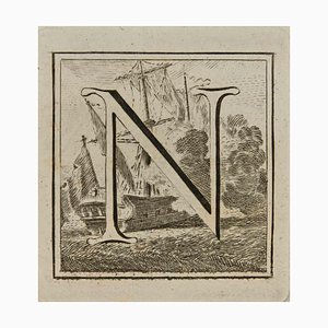 Luigi Vanvitelli, Letter of the Alphabet N, Etching, 18th Century-ZCI-1760580