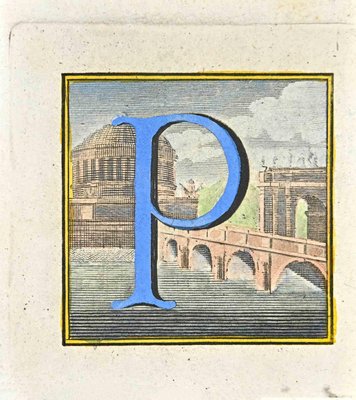 Luigi Vanvitelli, Letter of the Alphabet P, Etching, 18th Century-ZCI-1760384