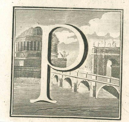 Luigi Vanvitelli, Letter of the Alphabet P, Etching, 18th Century-ZCI-1788607