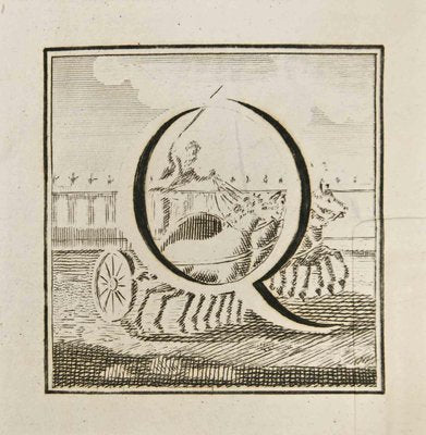 Luigi Vanvitelli, Letter of the Alphabet Q, Etching, 18th Century-ZCI-2024971