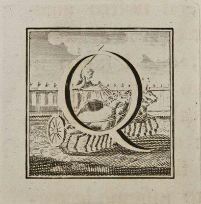 Luigi Vanvitelli, Letter of the Alphabet Q, Etching, 18th Century-ZCI-1760658